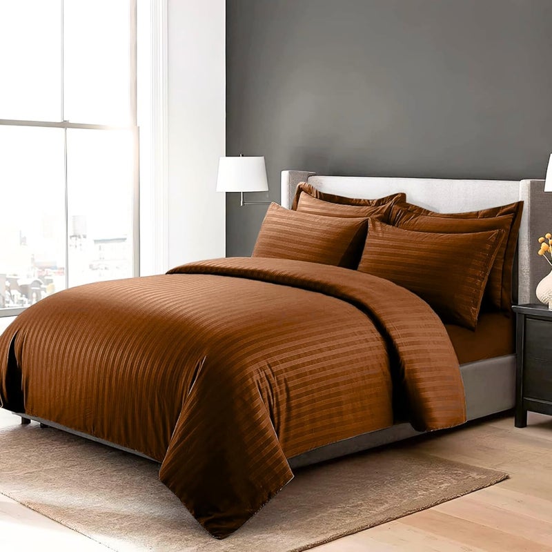FOAM CRAFT® Stripe 3-Piece Duvet Cover Set - Mocha, California King - Image 1