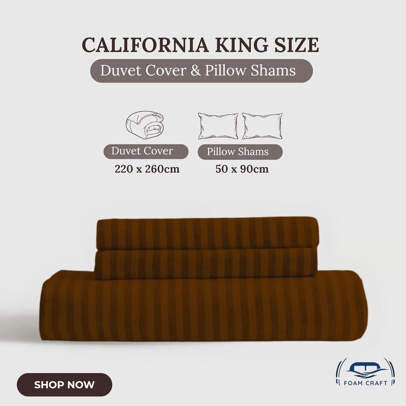 FOAM CRAFT® Stripe 3-Piece Duvet Cover Set - Mocha, California King - Image 2