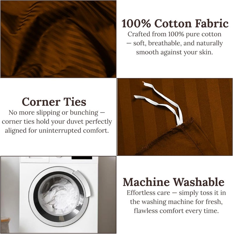 FOAM CRAFT® Stripe 3-Piece Duvet Cover Set - Mocha, California King - Image 5