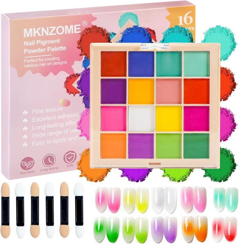 16 Colours Nail Pigment Powder Pink Chrome Nail Powder2025 UpgradeYellow White Nail Art Palette for Nail Design Nail Art Body and Crafts Salon Home Use