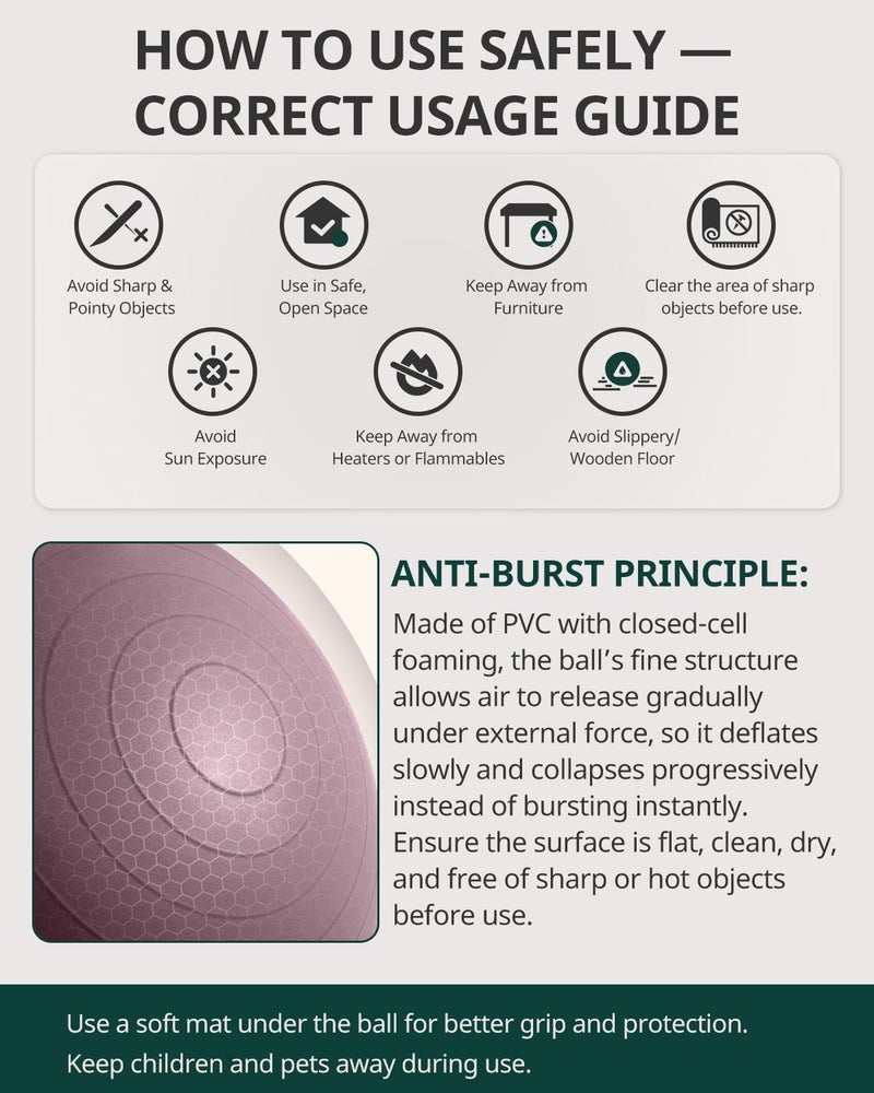 Trideer Yoga Ball for Pregnancy Office Ball Chairâ€“ Exercise Ball for Birthing, Labor, Stretching & Core Workout â€“ Anti-Burst, Slip-Resistant for Home Gym, Flexible Seating & Physical Therapy - Image 2