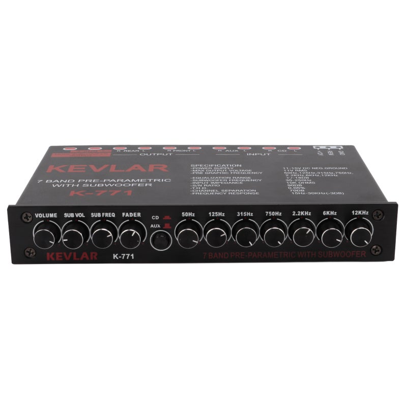 7-Band Graphic Equalizer: Chassis Design With Built-In Low Pass Filter - Variable Gain Adjustment & Independent Volume Controls Car Audio EQ for Vehicle Audio Systems - Image 4
