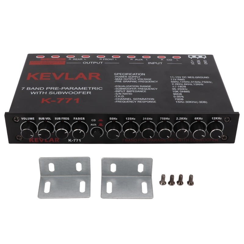 7-Band Graphic Equalizer: Chassis Design With Built-In Low Pass Filter - Variable Gain Adjustment & Independent Volume Controls Car Audio EQ for Vehicle Audio Systems - Image 1