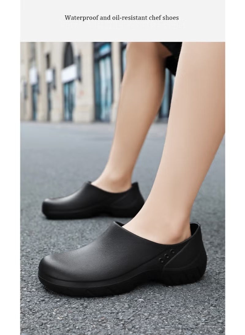Professional work shoes, unisex safety shoes for chefs, nurses, and doctors. Oil-resistant, waterproof, and non-slip, for men and women, black.