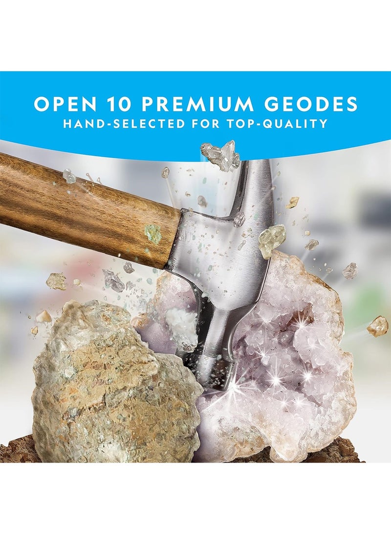 Break Open 10 Premium Geodes Includes Goggles And Display Stands Great STEM Science Kit Geology Gift For Kids  - Image 3