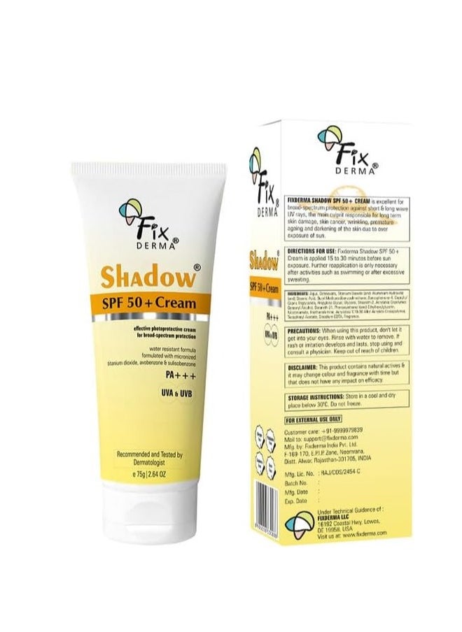 FIXDERMA Shadow SPF 50+ Cream - 75gm | Broad-Spectrum Sun Protection | Water Resistant Formula | PA+++, UVA & UVB Protection | Allergen, Sulphate & Paraben Free | Dermatologist Tested  - Image 4