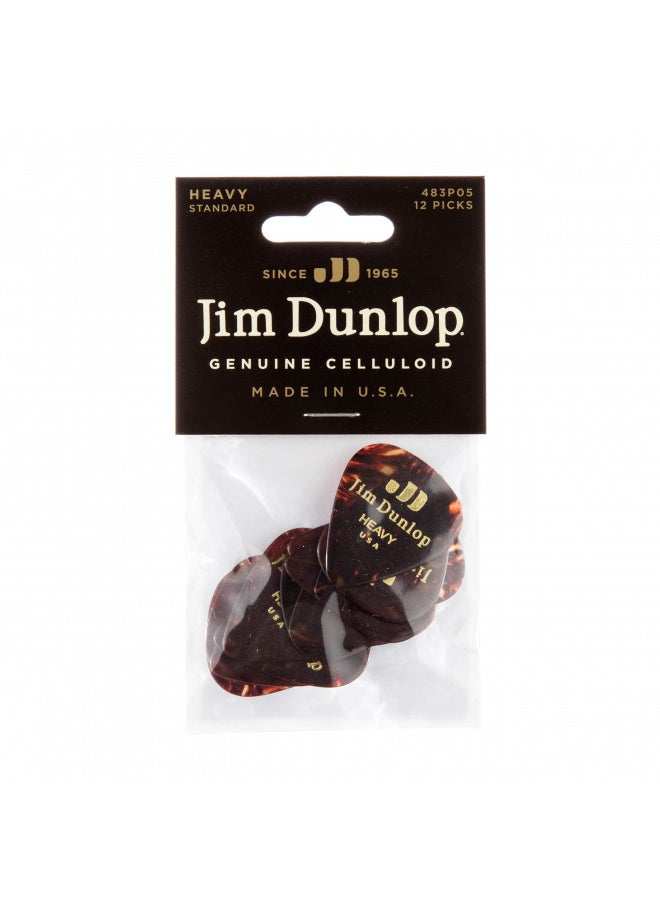 JIM DUNLOP JIM DUNLOP 483P05HV Classic Celluloid Shell Guitar Picks, Heavy, 12-Pack  - Image 4
