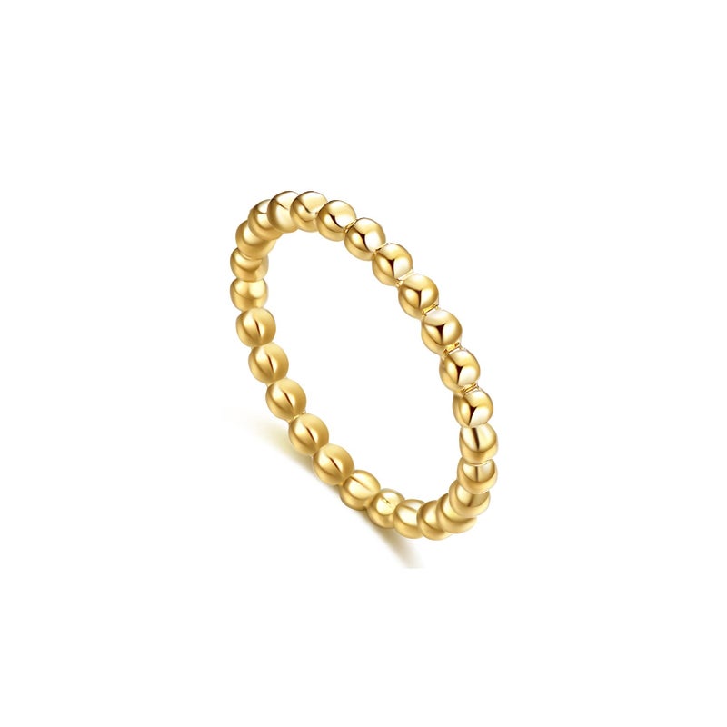 Fusamk Fashion 18K Gold Stacking Ring Stainless Steel 2MM Bead Ring(Gold(9)) - Image 1