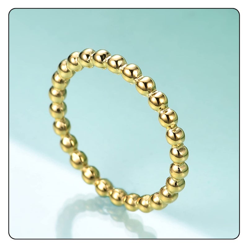 Fusamk Fashion 18K Gold Stacking Ring Stainless Steel 2MM Bead Ring(Gold(9)) - Image 4