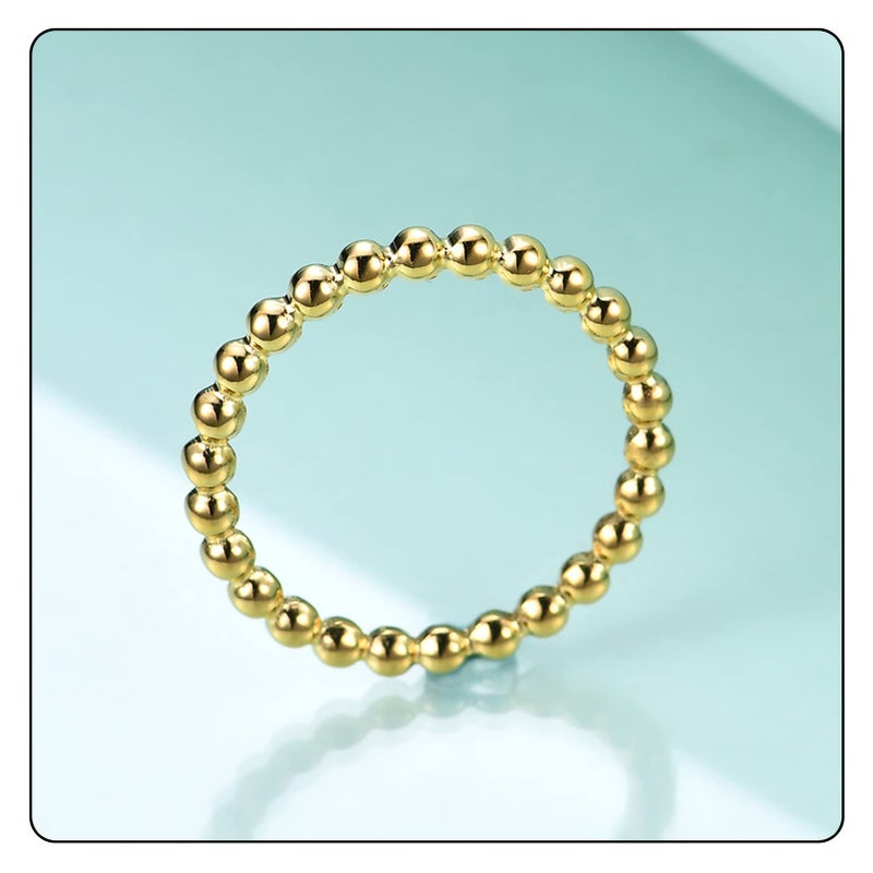 Fusamk Fashion 18K Gold Stacking Ring Stainless Steel 2MM Bead Ring(Gold(9)) - Image 2