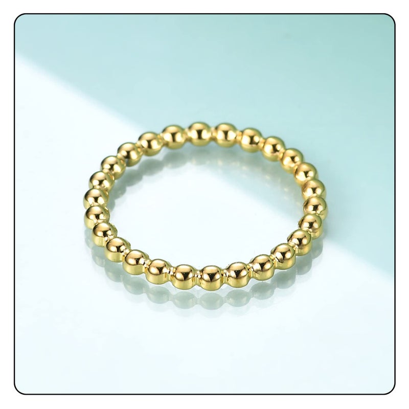 Fusamk Fashion 18K Gold Stacking Ring Stainless Steel 2MM Bead Ring(Gold(9)) - Image 3