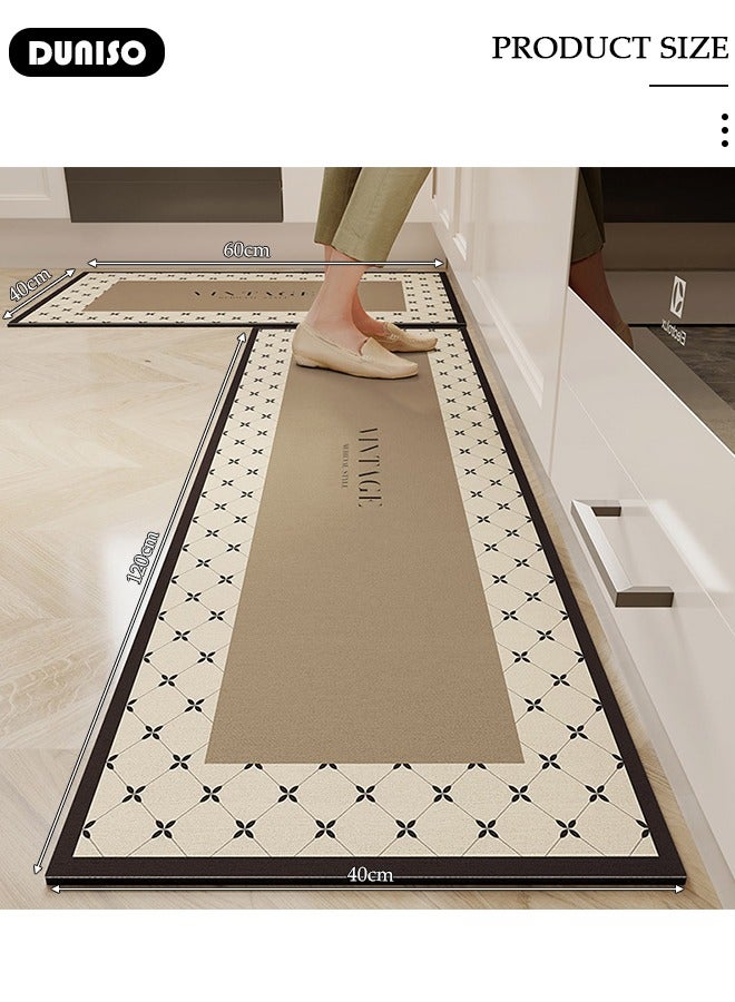 DUNISO 2 PCS Kitchen Mats and Rugs Set , Non Slip Heavy Duty Standing Mat, Quick Dry Diatom Mud Floor Mat, Extra Soft and Absorbent Floor Mats for Kitchen, Bath, Office, Laundry(40*60cm+40*120cm) - Image 2