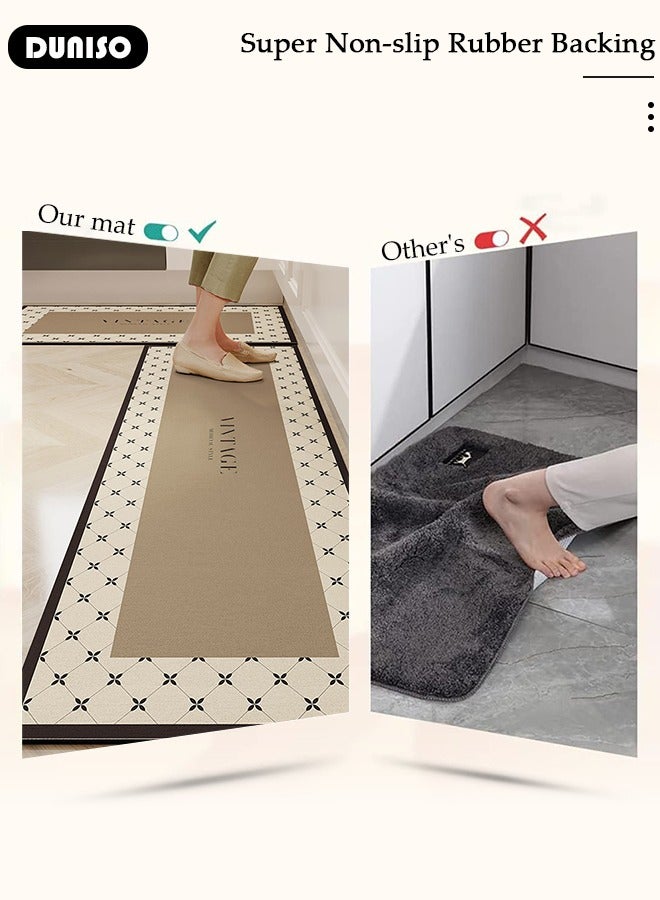 DUNISO 2 PCS Kitchen Mats and Rugs Set , Non Slip Heavy Duty Standing Mat, Quick Dry Diatom Mud Floor Mat, Extra Soft and Absorbent Floor Mats for Kitchen, Bath, Office, Laundry(40*60cm+40*120cm) - Image 3