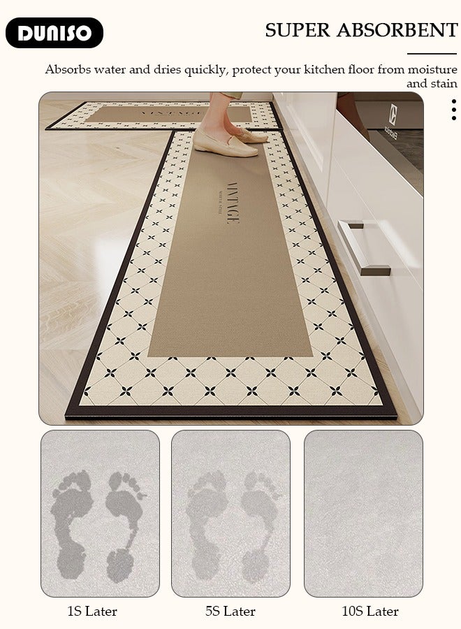 DUNISO 2 PCS Kitchen Mats and Rugs Set , Non Slip Heavy Duty Standing Mat, Quick Dry Diatom Mud Floor Mat, Extra Soft and Absorbent Floor Mats for Kitchen, Bath, Office, Laundry(40*60cm+40*120cm) - Image 4