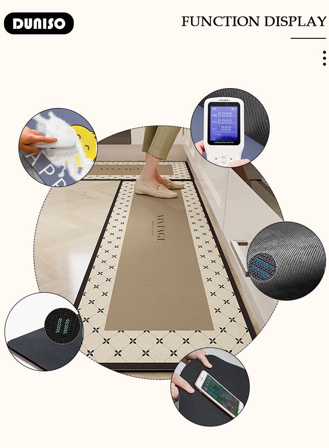 DUNISO 2 PCS Kitchen Mats and Rugs Set , Non Slip Heavy Duty Standing Mat, Quick Dry Diatom Mud Floor Mat, Extra Soft and Absorbent Floor Mats for Kitchen, Bath, Office, Laundry(40*60cm+40*120cm) - Image 5