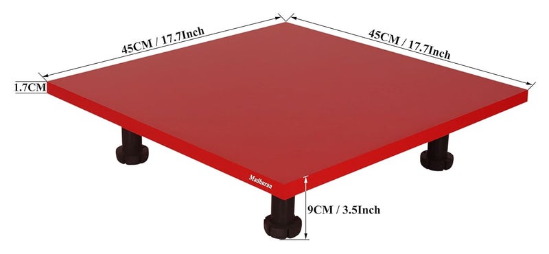 Madhuran طاولة مادوران للهندسة الخشبية لبويا مع كرسي 18X18 بوصة باللون الأحمر للمنزل - Image 2