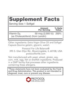 Protocol For Life Balance Protocol Vitamin D3 2000 Iu Immune Support Healthy Bones And Teeth 120 Softgels  - Image 3
