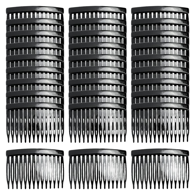 Cinaci 30 Pack Clear White Black Brown Small Plastic Hair Side Combs Slide Barrettes with 14 Teeth DIY Crafts Decorative Headpieces French Twist Hair Clips Fine Thin Hair Accessories for Women Girls