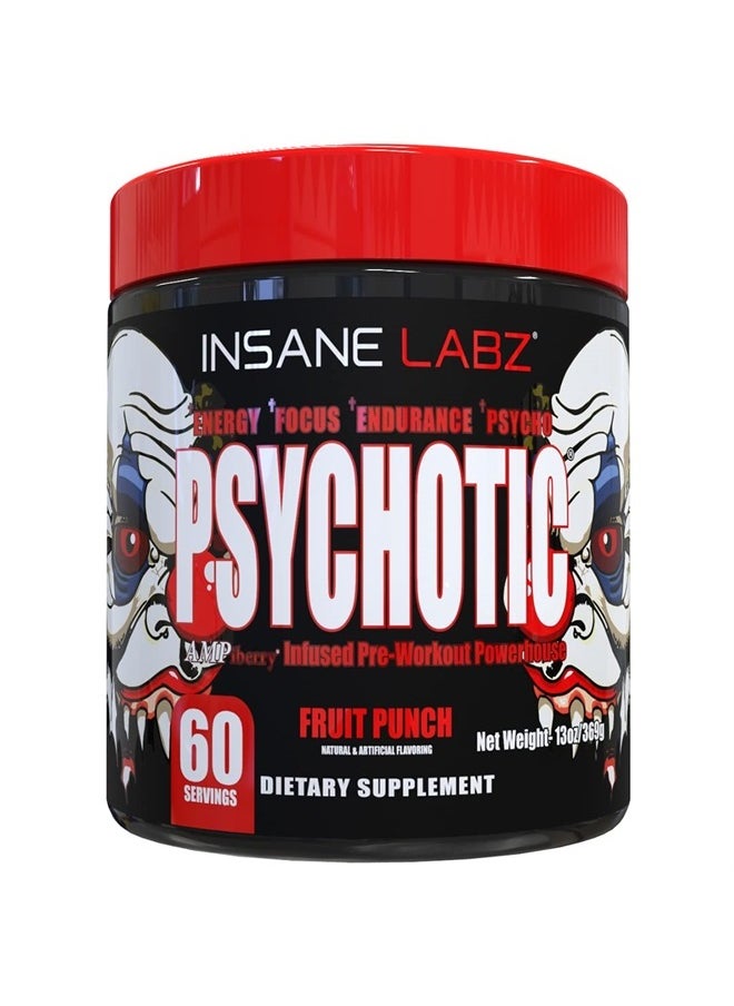 Insane labz Psychotic, High Stimulant Pre Workout Powder, Extreme Lasting Energy, Focus and Endurance with Beta Alanine, Creatine Monohydrate, DMAE, 60 Srvgs  - Image 1
