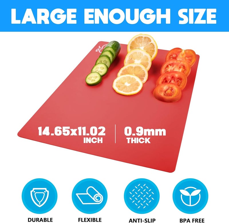Goodluck 4 Pieces Flexible Cutting Boards, BPA Free Plastic Cutting Boards for Kitchen, Non Slip Cutting Mat for Meat and Vegetables - Image 2