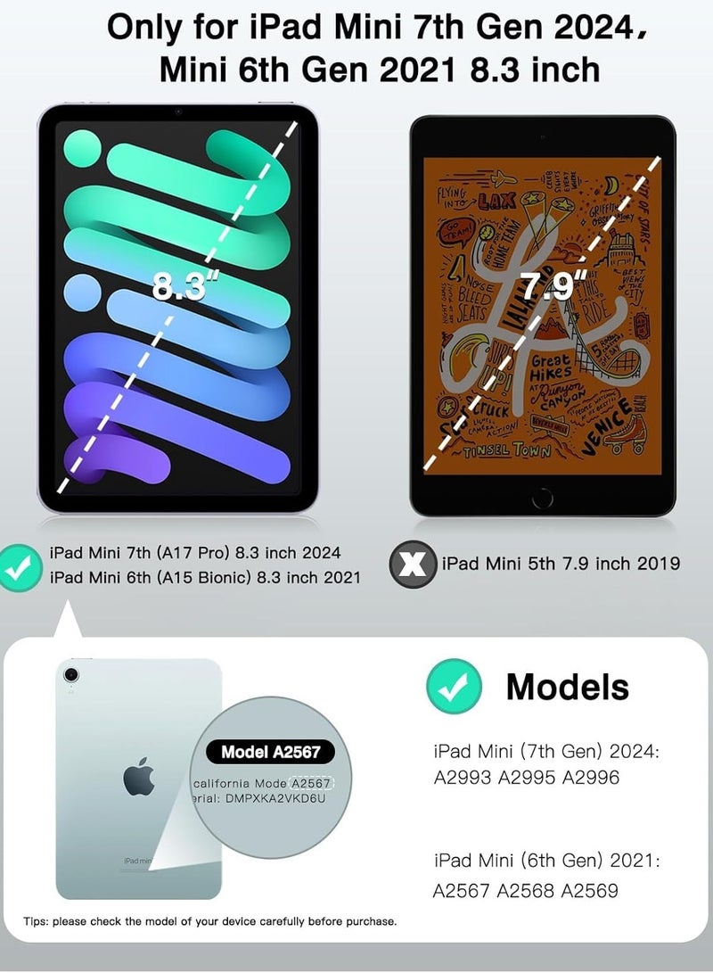 Transparent Stand Case for iPad Mini 7 A17 Pro 2024/iPad Mini 6 8.3 Inch 2021 Gen Case Shockproof, Slim Anti-Yellowing Bumper, Kickstand Cover, with Pencil Holder - Clear - Image 2