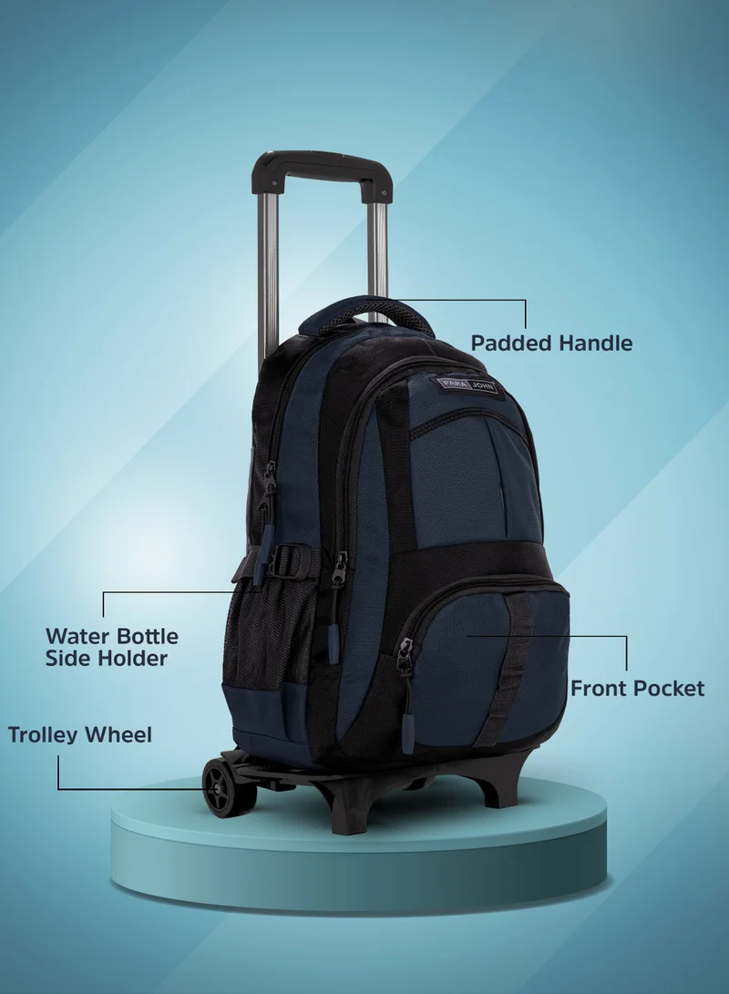 PARAJOHN  Unisex Rolling Trolley Backpack with Adjustable Strap for School, College, Office, Business and Travel - 18 Inches Blue  | Best Price UAE