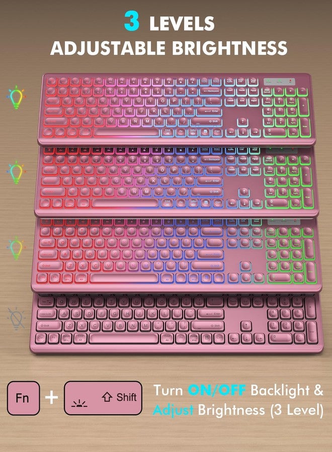 Trueque Wireless Keyboard and Mouse Combo - RGB Backlit, Rechargeable & Light Up Letters, Full-Size, Ergonomic Tilt Angle, Sleep Mode, 2.4GHz Quiet Keyboard Mouse for Mac, Windows, Laptop, PC - Image 2