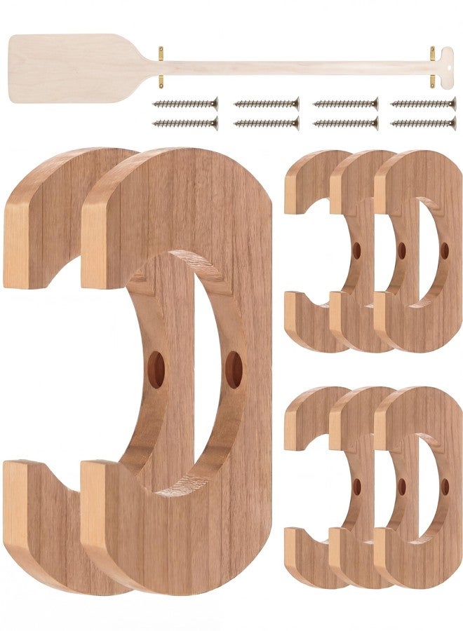 DaisyInner 4 Pcs Wooden Kayak Paddle Holder Rack Wall Mount Canoe Oar Hanger Paddle Storage and Display Rack for SUP Dragon Boat Paddles Garage Boat House Home Decor (Light Brown) - Image 1