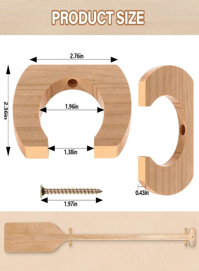 DaisyInner 4 Pcs Wooden Kayak Paddle Holder Rack Wall Mount Canoe Oar Hanger Paddle Storage and Display Rack for SUP Dragon Boat Paddles Garage Boat House Home Decor (Light Brown) - Image 2
