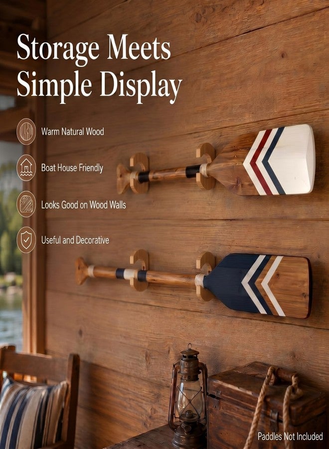 DaisyInner 4 Pcs Wooden Kayak Paddle Holder Rack Wall Mount Canoe Oar Hanger Paddle Storage and Display Rack for SUP Dragon Boat Paddles Garage Boat House Home Decor (Light Brown) - Image 4
