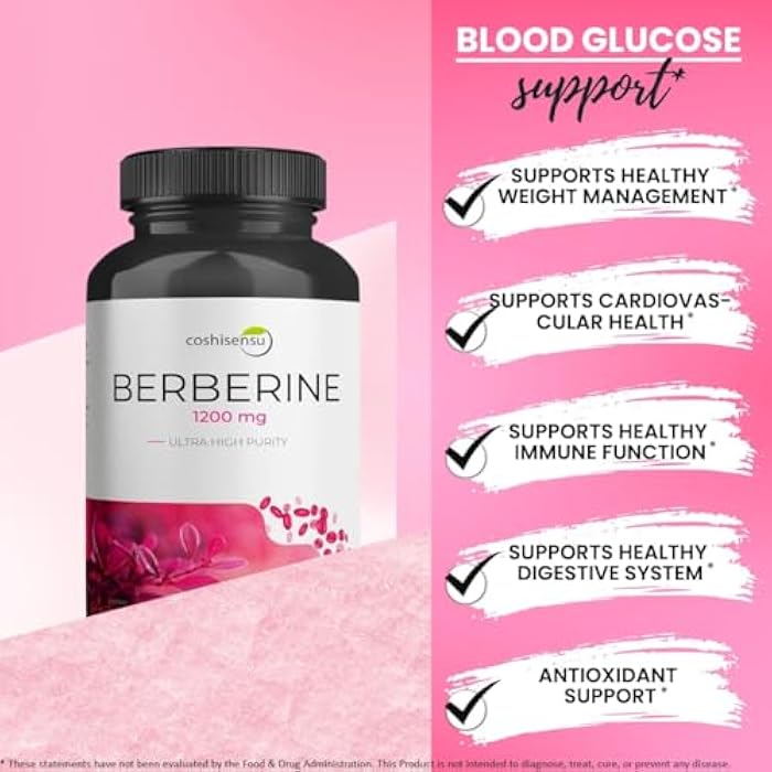 coshisensu Berberine HCl 1200mg – High Potency Supplement for Blood Sugar, Insulin & Weight Management – Non-GMO, Gluten-Free, Vegan Capsules – Heart & Metabolism Support, Made in USA – 60 Count - Image 4