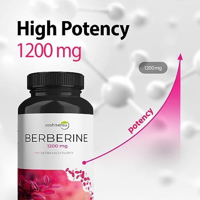 coshisensu Berberine HCl 1200mg – High Potency Supplement for Blood Sugar, Insulin & Weight Management – Non-GMO, Gluten-Free, Vegan Capsules – Heart & Metabolism Support, Made in USA – 60 Count - Image 2