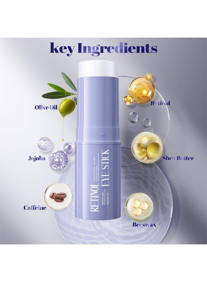 Bukela Retinol & Caffeine Eye Balm Stick for Dark Circles, Puffiness, Fine Lines and Eye Bags, Anti Aging Under Eye Cream Smooths Wrinkles Moisture Stick (2 PCS) - Image 3