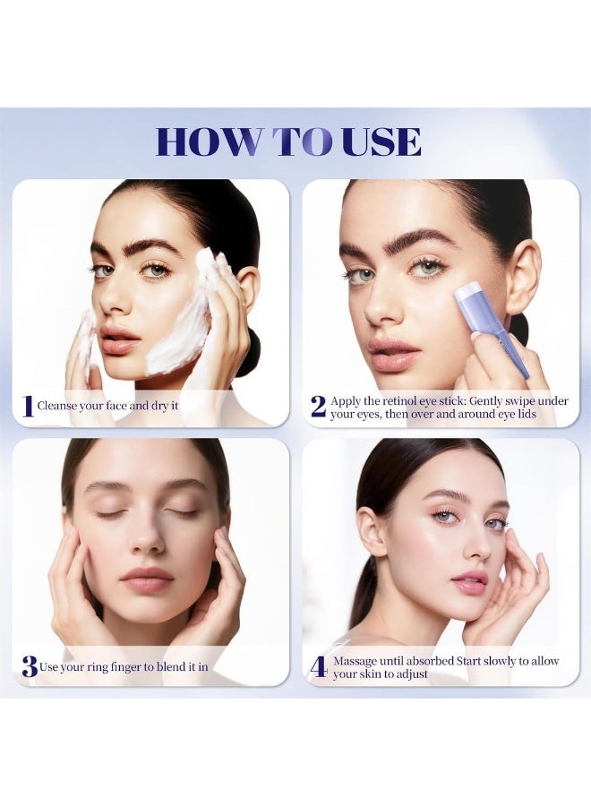 Bukela Retinol & Caffeine Eye Balm Stick for Dark Circles, Puffiness, Fine Lines and Eye Bags, Anti Aging Under Eye Cream Smooths Wrinkles Moisture Stick (2 PCS) - Image 5