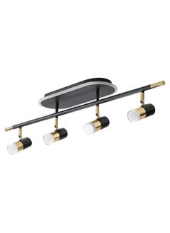 Ganeed 4-Light Track Lighting Black and Gold Ceiling Spot Lighting with Rotatable Light Head and LED Bulbs, Indoor Adjustable Spotlight Fixtures for Living Room Hallway Studio Kitchen Island  - Image 2