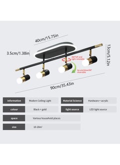 Ganeed 4-Light Track Lighting Black and Gold Ceiling Spot Lighting with Rotatable Light Head and LED Bulbs, Indoor Adjustable Spotlight Fixtures for Living Room Hallway Studio Kitchen Island  - Image 3