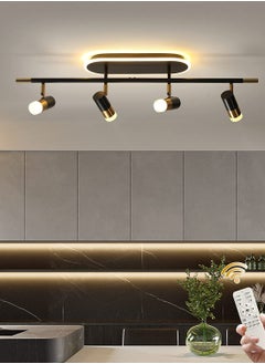Ganeed 4-Light Track Lighting Black and Gold Ceiling Spot Lighting with Rotatable Light Head and LED Bulbs, Indoor Adjustable Spotlight Fixtures for Living Room Hallway Studio Kitchen Island  - Image 1