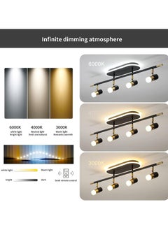 Ganeed 4-Light Track Lighting Black and Gold Ceiling Spot Lighting with Rotatable Light Head and LED Bulbs, Indoor Adjustable Spotlight Fixtures for Living Room Hallway Studio Kitchen Island  - Image 5