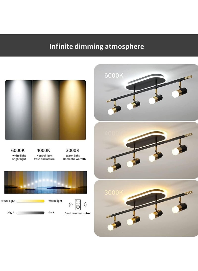 Ganeed - 4-Light Track Lighting Black and Gold Ceiling Spot Lighting with Rotatable Light Head and LED Bulbs, Indoor Adjustable Spotlight Fixtures for Living Room Hallway Studio Kitchen Island - Image 1