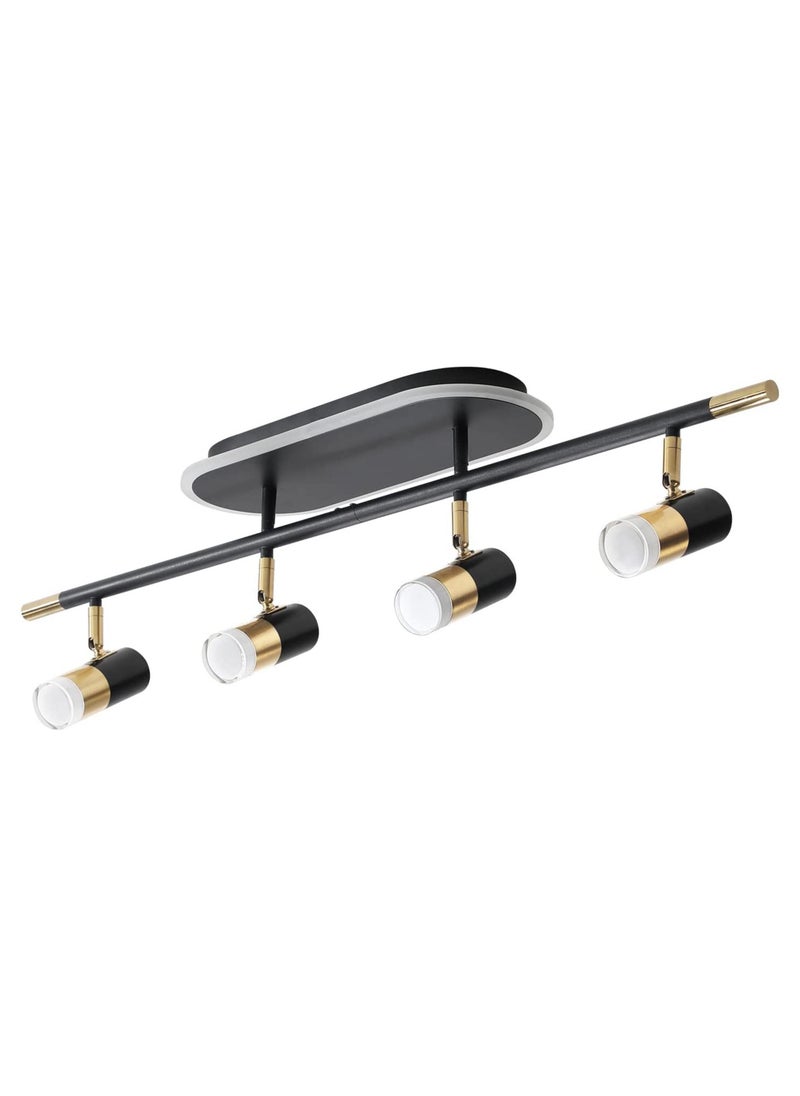 Ganeed - 4-Light Track Lighting Black and Gold Ceiling Spot Lighting with Rotatable Light Head and LED Bulbs, Indoor Adjustable Spotlight Fixtures for Living Room Hallway Studio Kitchen Island - Image 1