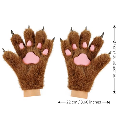 HAOAN Wolf Fox Tail Clip Ears and Gloves Set Halloween Christmas Party Costume for Women - Image 2