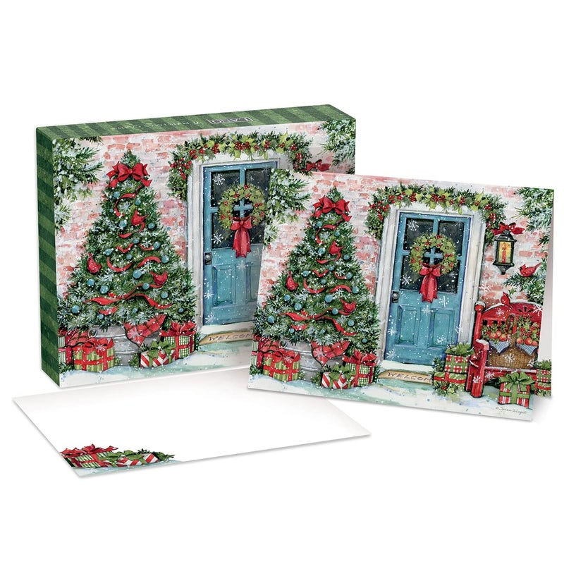 Lang Greenery Greetings Boxed Christmas Cards 18 Cards 19 Envelopes FullColor Artwork Inside and Out Fully Designed Envelopes LinenEmbossed Paper Stock 1004886