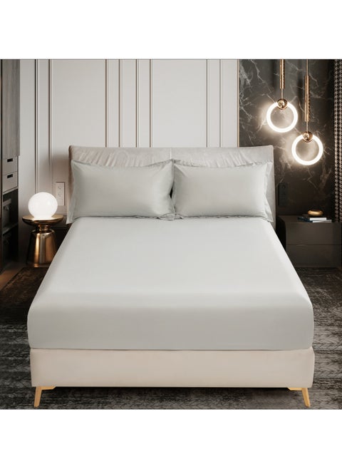 Bedding Fitted Sheet 2-Pcs Single Size Solid Bed Sheet Set Fits(90x190CM) With Pillowcases And 30 CM Extra Deep Brushed Microfiber Bed Sheet,Granite