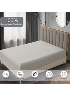 Donetella Bedding Fitted Sheet 2-Pcs Single Size Solid Bed Sheet Set Fits(90x190CM) With Pillowcases And 30 CM Extra Deep Brushed Microfiber Bed Sheet,Granite  - Image 5