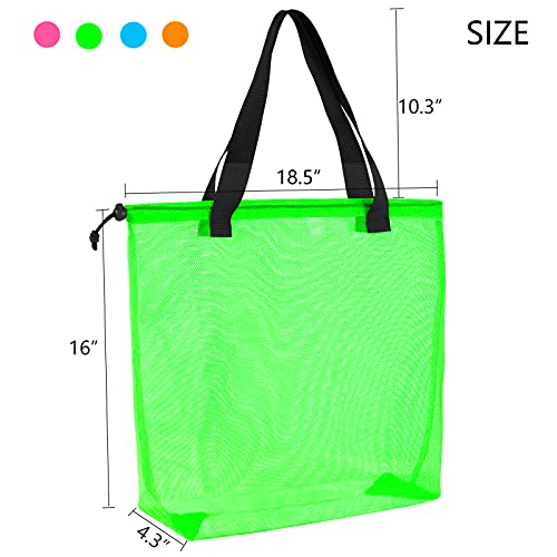 hsmyank Reusable 4Pack Colorful Mesh Beach Tote Bags,Mesh Shopping Bag With Drawstring For Travel,Toys,Gift Or Laundry … … (COLOR-1) - Image 2