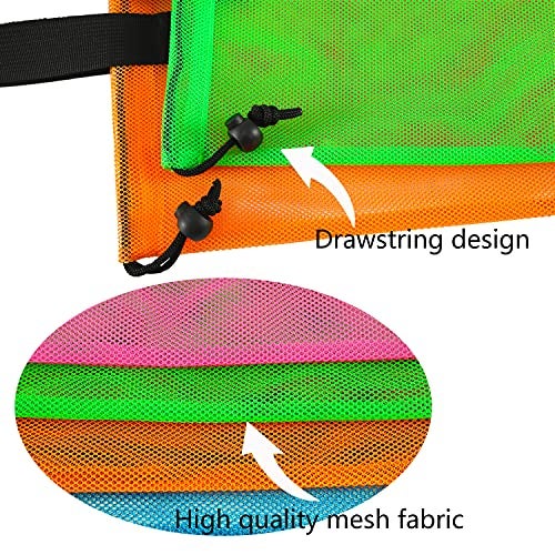 hsmyank Reusable 4Pack Colorful Mesh Beach Tote Bags,Mesh Shopping Bag With Drawstring For Travel,Toys,Gift Or Laundry … … (COLOR-1) - Image 3