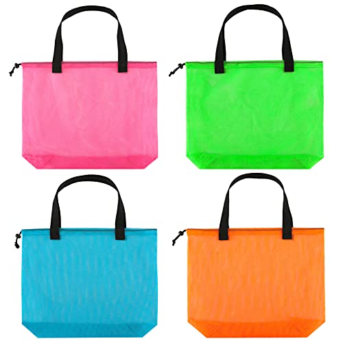 hsmyank Reusable 4Pack Colorful Mesh Beach Tote Bags,Mesh Shopping Bag With Drawstring For Travel,Toys,Gift Or Laundry … … (COLOR-1) - Image 1