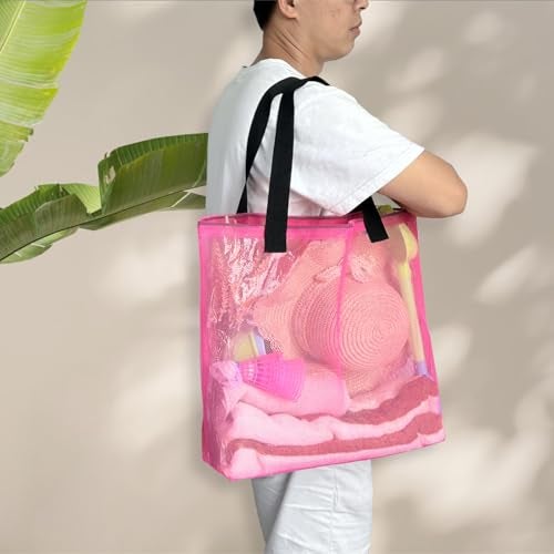 hsmyank Reusable 4Pack Colorful Mesh Beach Tote Bags,Mesh Shopping Bag With Drawstring For Travel,Toys,Gift Or Laundry … … (COLOR-1) - Image 5