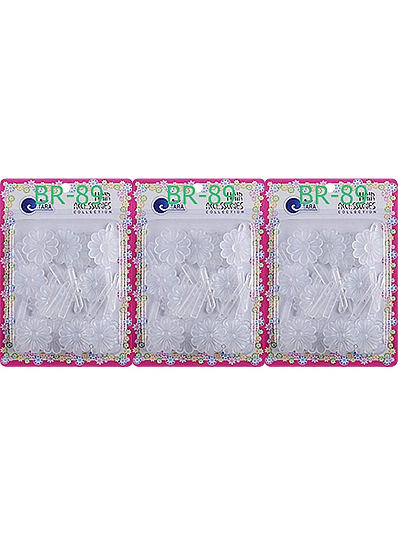 TARA Tara Girls Self Hinge Multi Design Plastic Bow Hair Barrettes Selection Pack Of 3 BR89 