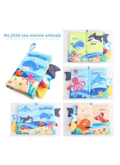 Generic Baby's Sea, Land And Air Tail Cloth Book Chinese And English Ocean Forest Flying Animal Palm Book Early Education Toys-Color:JL565-1 Marine Animals English Version 37.2g  - Image 1